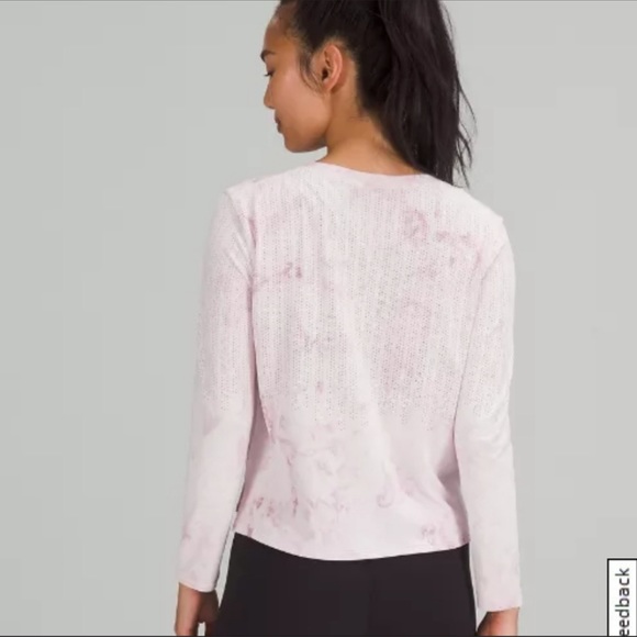 NWT Lululemon Train To Be Long Sleeve top pink/white tie dye RSPT size 6 - Picture 2 of 10